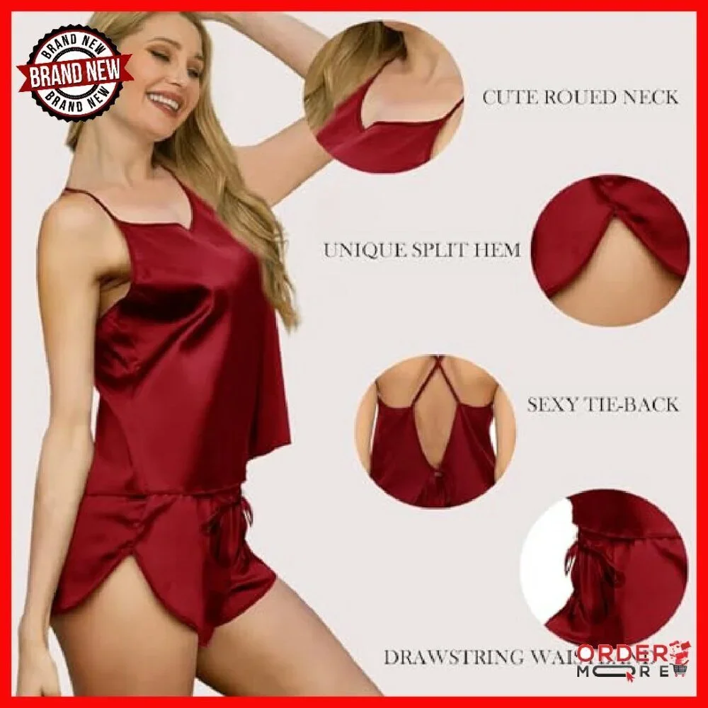 Silk Satin Pajama Set 5-Piece Women's Sleepwear Loungewear